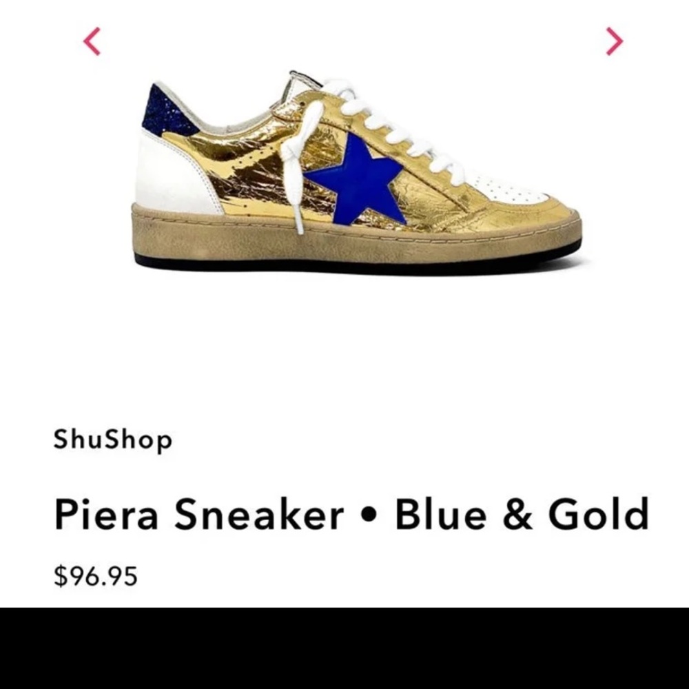 Shu shop Piera metallic gold/royal size 8.5